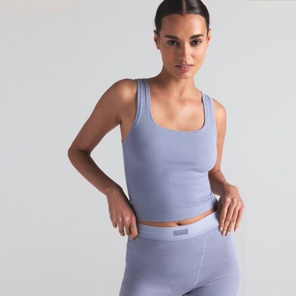 Skims Cotton Rib Tank 3-Pack - NIB - Blue Quartz, Cloud, Multi - Picture 3 of 5